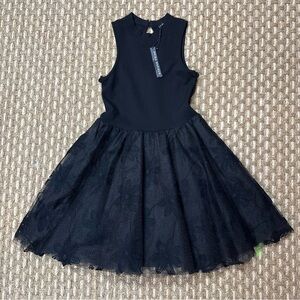 Miss Behave Girls Black Lace Tulle Dress Sleeveless Stretchy Exposed Zip Sz  14